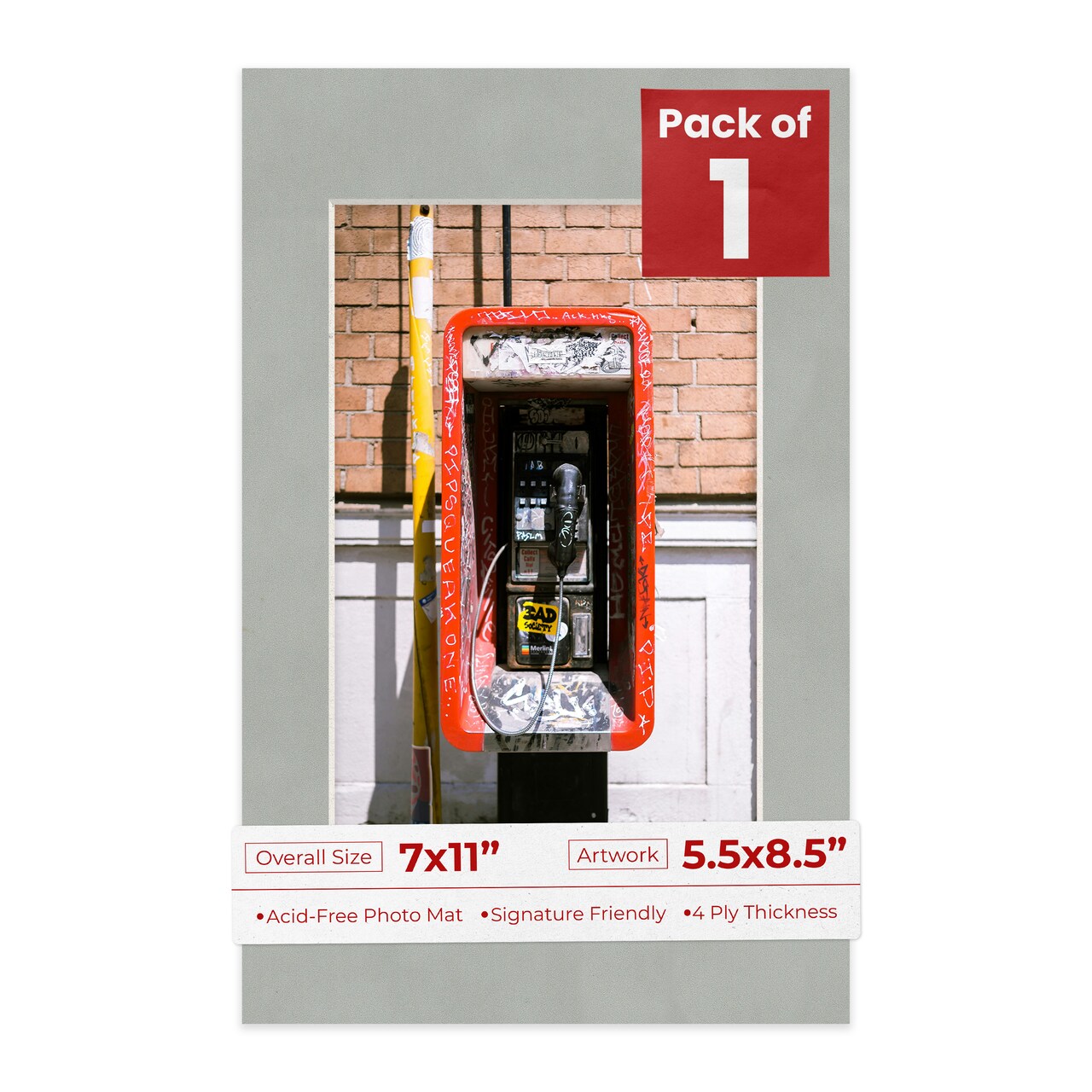 Light Grey Suede Mat Board for 7x11 Frames - Fits 5.5x8.5 Photos